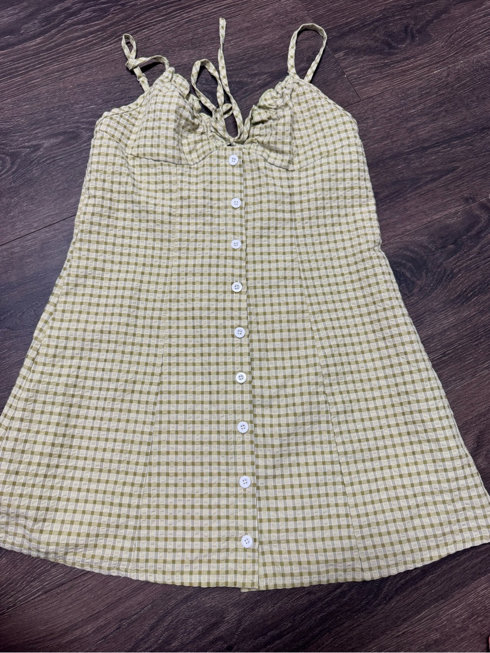 Gingham Button-Front Sundress in Soft Yellow